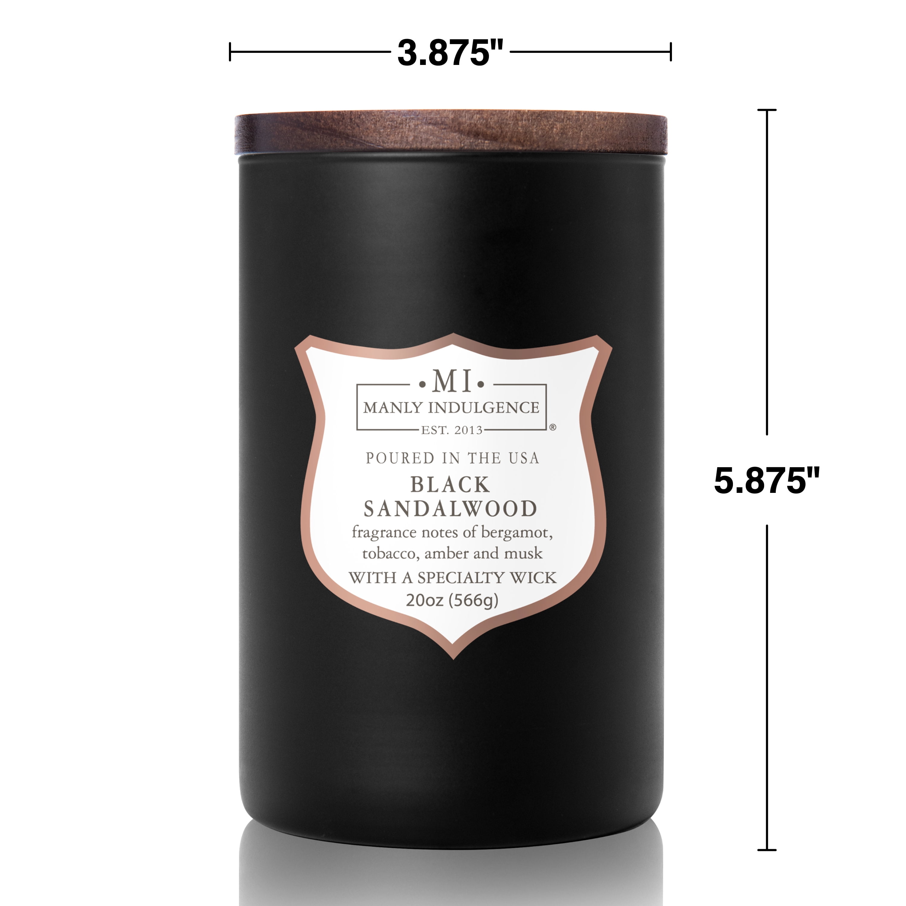 Manly Indulgence Black Sandalwood 20 oz Scented Wood Wick Jar Candle