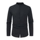 thumbnail image 1 of Blusa y camisa de manga larga con cuello alto para hombre, color liso, informal, con cuello alto, bolsillo, botones, camisa de manga larga, blusa para hombre, 1 of 2