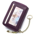thumbnail image 1 of Imeetu RFID Credit Card Holder, Leather Women Card Case Wallet with Keychain ID Window, Dark Purple, 1 of 8