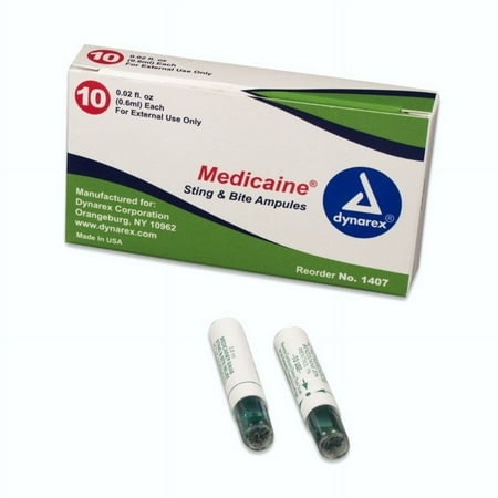 Medicaine Sting and Bite Relief 0.6 mL Ampule Topical Swab 20% - 1% Strength , 10 Ct