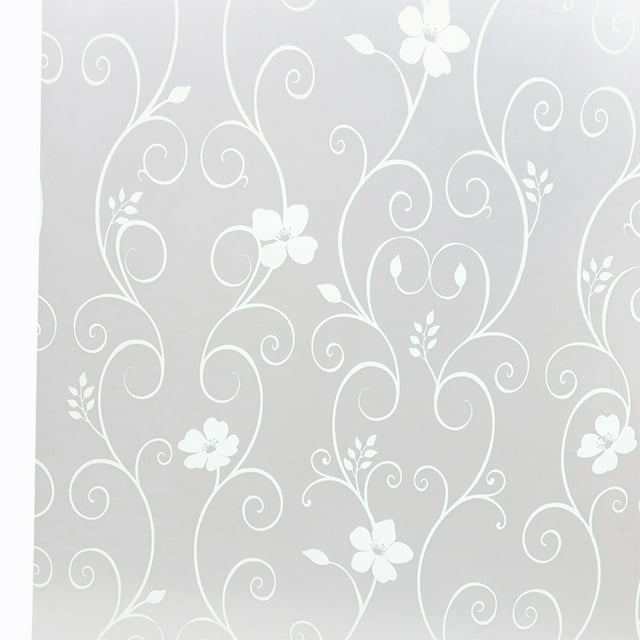 Película decorativa autoadhesiva para ventana de privacidad, flor de hierro, vidrio esmerilado, adhesivo para ventana, para baño, dormitorio, oficina, cocina, 45x100 cm (blanco)