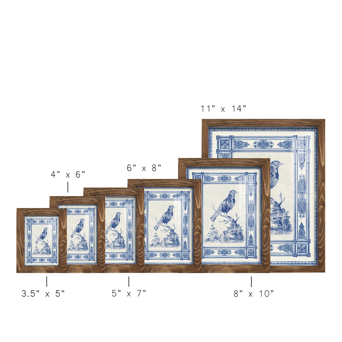 Toile de Jouy I -Framed Print w/glass-Walnut