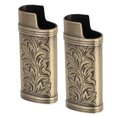 thumbnail image 3 of 2pcs Retro Lighter Case Compact 3D Floral Stamped Engraving Zinc Alloy Protective Case Cover Bronze, 3 of 5