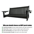 thumbnail image 6 of HDPE 3-Seater Porch Swing, 5-ft Bench Swing with Foldable Cup Holders,18/8 Stainless Steel Hardware, High Backrest and Deep Contoured Seat (Black, 5-feet), 6 of 6