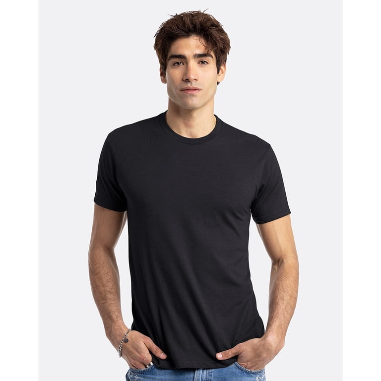 Premium CVC Crew Neck T-Shirt - Black, Size Small, Pack Of 5, 60% Cotton/40% Polyester