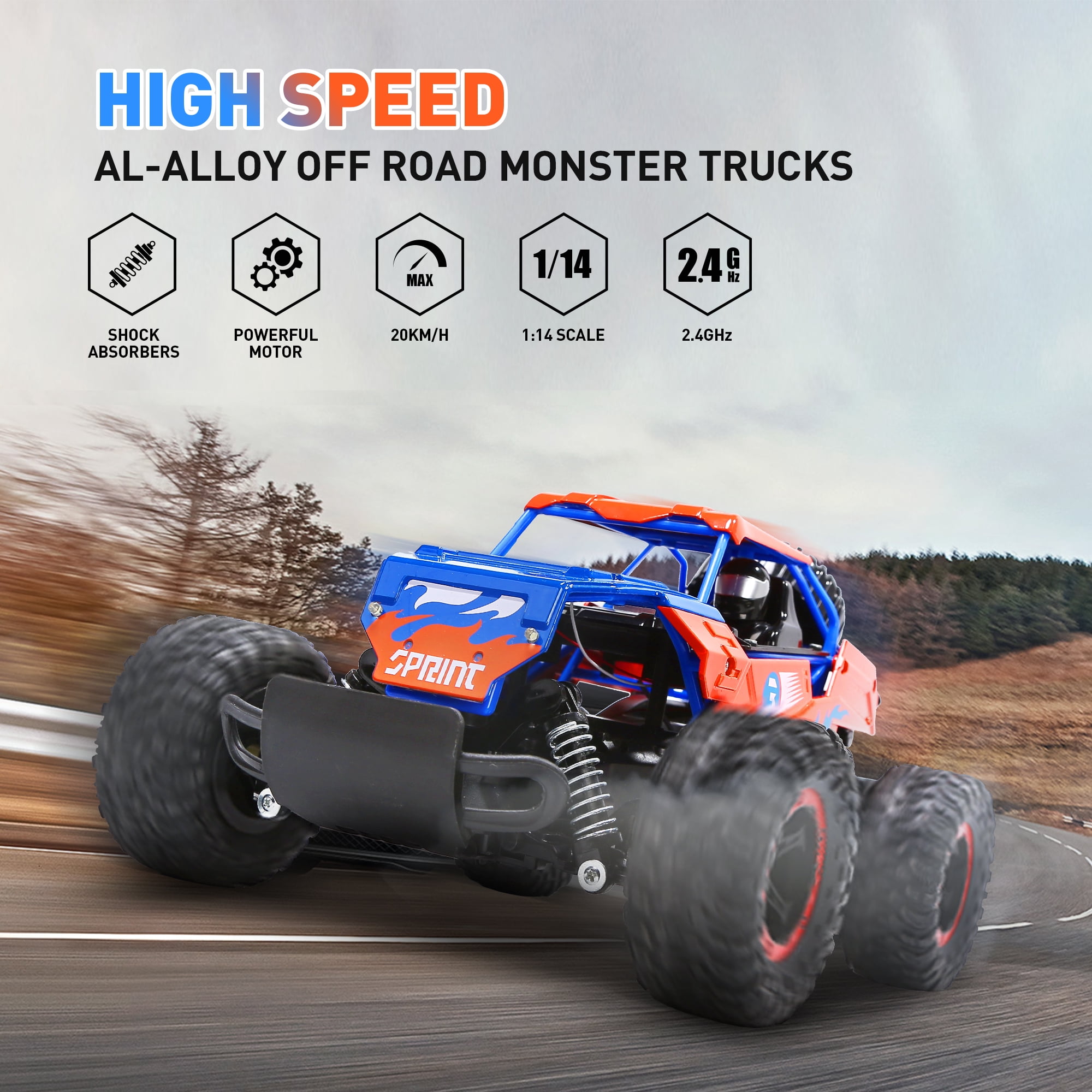 2.4GHz Remote Control Car Toys, RC Car Toys with Light, Indoor Outdoor All Terrain Electric RC Car Toys Gifts for Kids