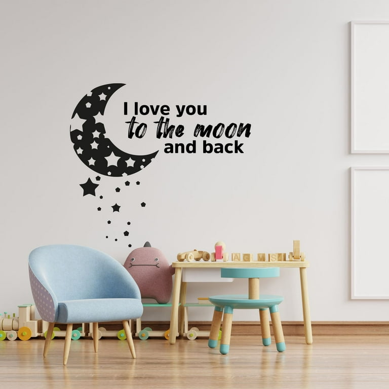 To The Moon and Back Stars Life Love Quotes Quote Wall Sticker Art