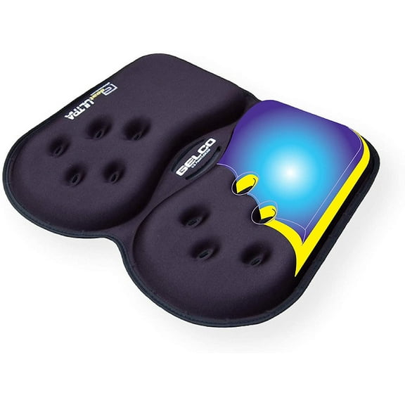 GSeat ULTRA Orthopedic Gel Foam Seat Cushion (Black) – for Coccyx, Back, Tailbone, Prostate, Postnatal, and Sciatica Pain/Discomfort – Use for Office, Car, Chair, Travel