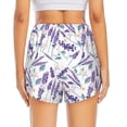 thumbnail image 3 of Picia Lavender Flowers Pattern Women's 2 in 1 Athletic Running Shorts High Waisted Workout Casual Gym Sweat Shorts with Comfy Liner Zipper Pockets-XX-Large, 3 of 9