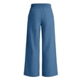 thumbnail image 4 of Summer Linen Pants for Women Wide Leg Beach Pant Elastic Waist Lightweight Casual Flowy Lounge Trousers with Pocket, XL, 4 of 6