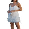thumbnail image 3 of Tassel Paillettes Robe de Soirée pour les Femmes Plume Sans Manches Bodycon Robe Club Sortir Ensemble Robe, 3 of 4