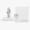 56 Pc | Square Pattern White • Silver Plastic Party Set