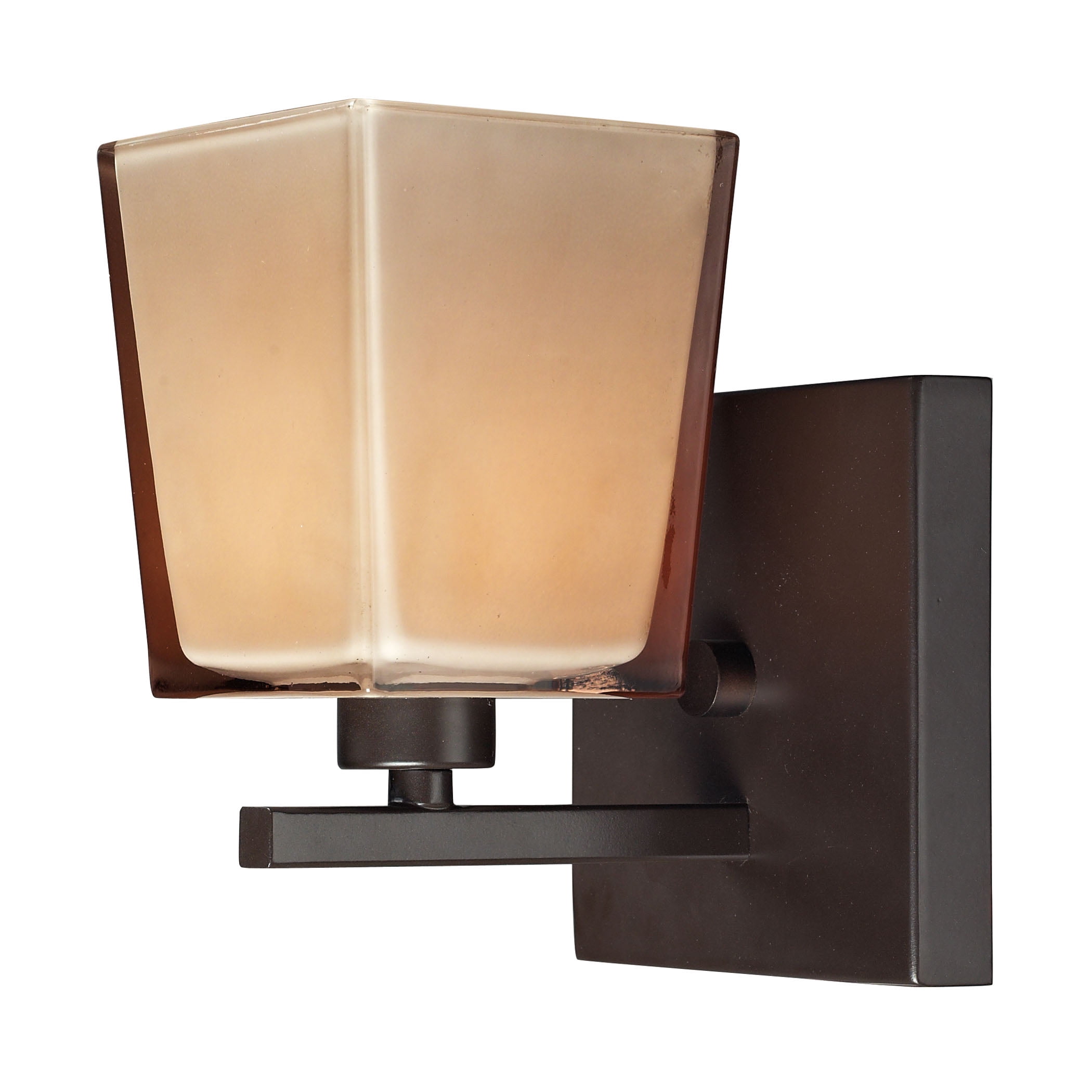 Serenity 1-Light Vanity Lamp in Oiled Bronze with Amber Glass