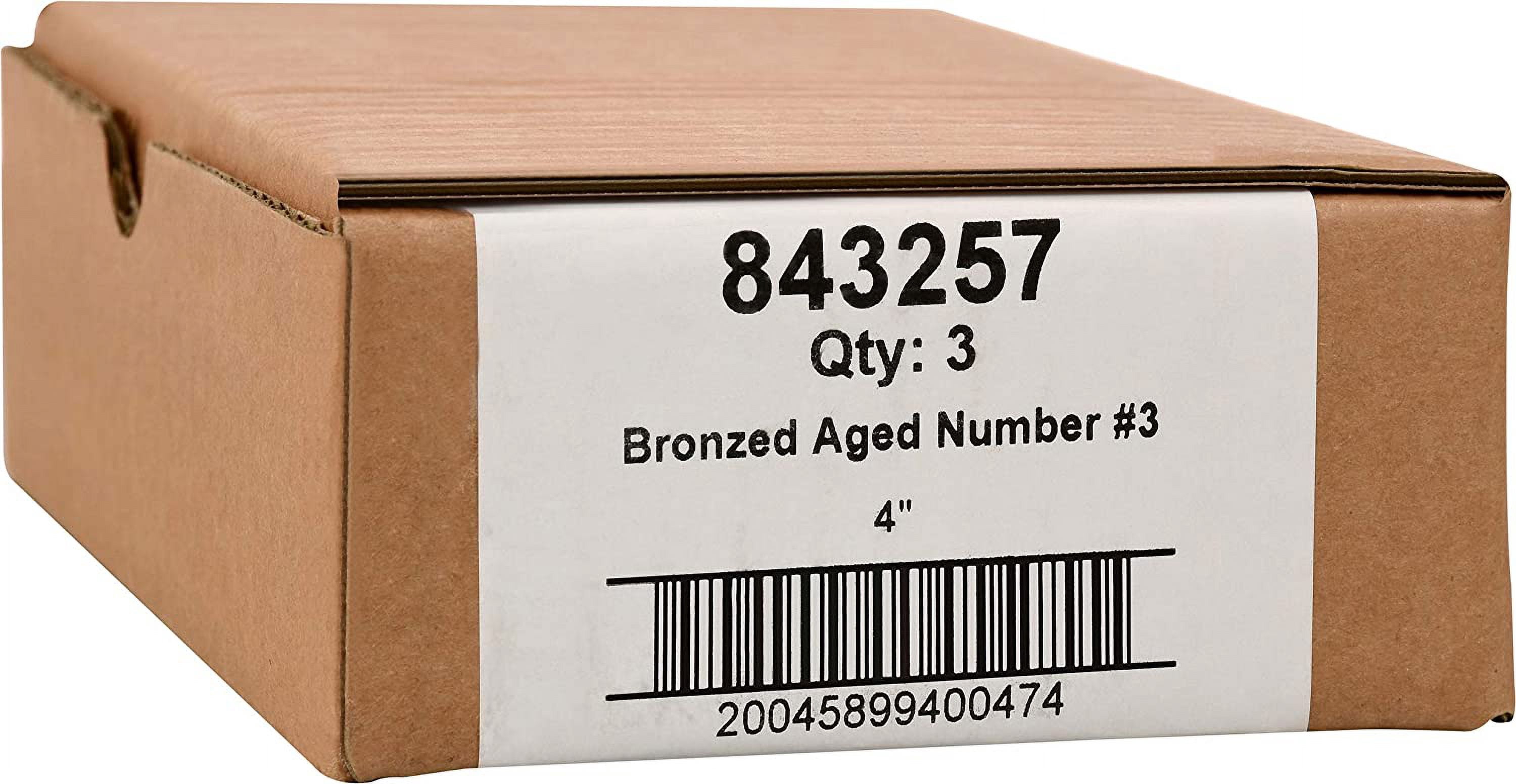 The Hillman Group 843257 4 in. Bronze Aged Distinctions Zinc Die-Cast Adhesive Plaque Number - 3 - 3 Piece