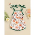 thumbnail image 4 of Suealasg  Little Girl's Floral Print Square Neck Cami Romper Ruffle Trim Wide Leg Shorts Jumpsuit, 4 of 8
