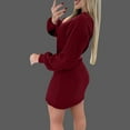 thumbnail image 4 of GigrtiJin Women Knit Mini Sweater Dress Mock Neck Long Sleeve Side Split Slim Casual Solid Color Bodycon Dresses, 4 of 8