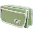 thumbnail image 1 of Estuche de gran capacidad para lápices, bolsa para lápices con 4 compartimentos, organizador portátil de lona con cremallera para niños, niñas, adultos y estudiantes (verde), 1 of 7