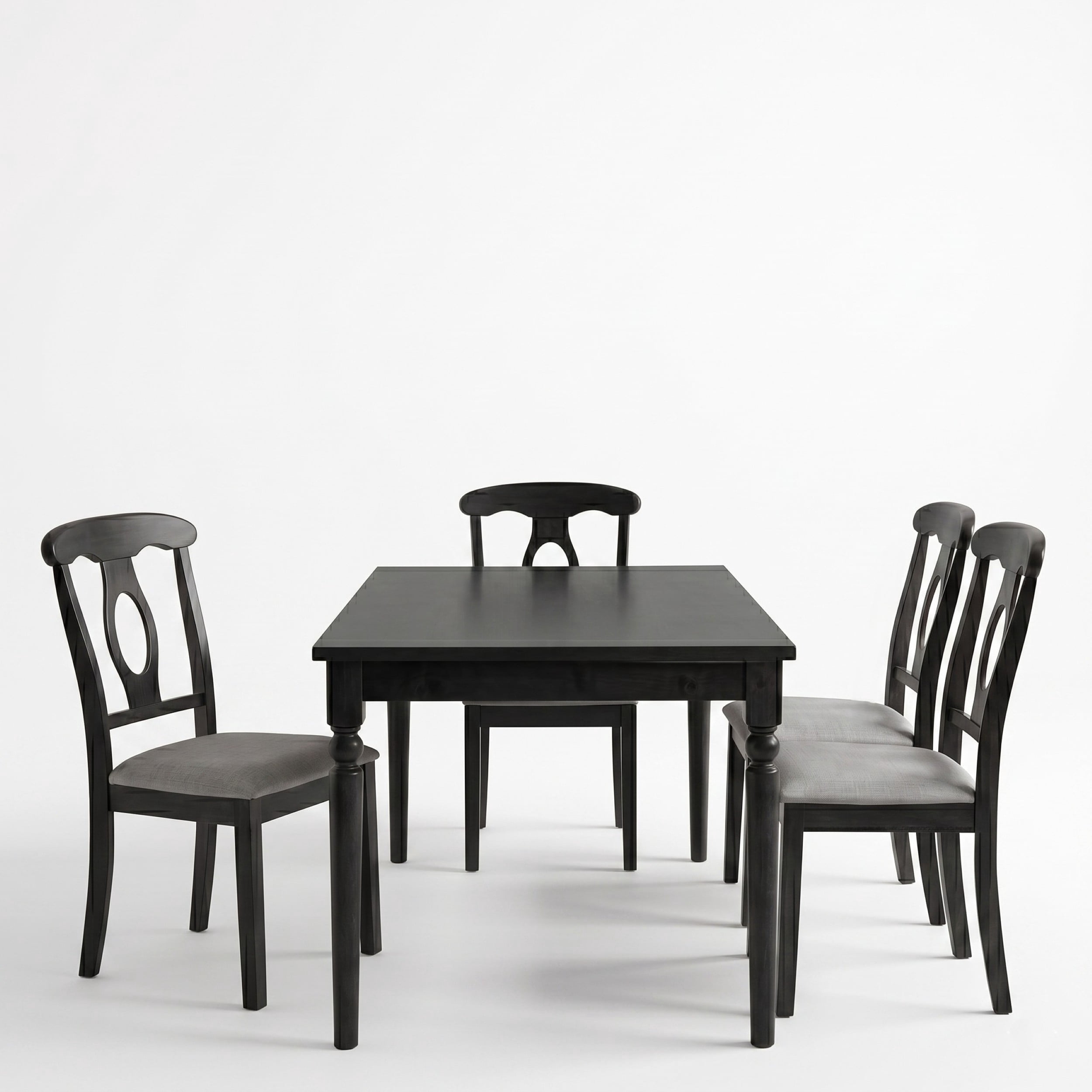 Home Design Modesto 5-Piece Dining Set, Rectangular Table with Upholstered Chairs, Sturdy Construction, Timeless Design, Black