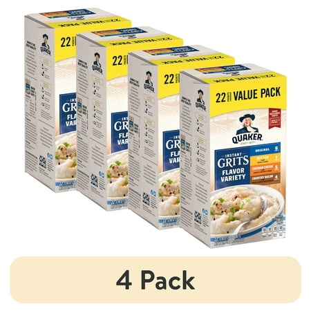(4 pack) Quaker, Instant Grits Variety Pack, 0.98 oz, 22 Packets