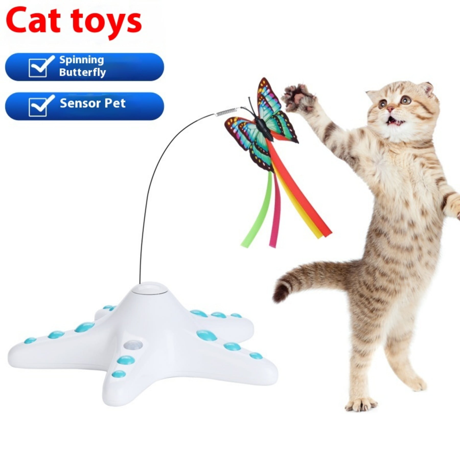 Smart Electric Cat Toy Automatic Self Play Kitten Teaser with Motion Sensor Interactive Fun for Indoor Cats