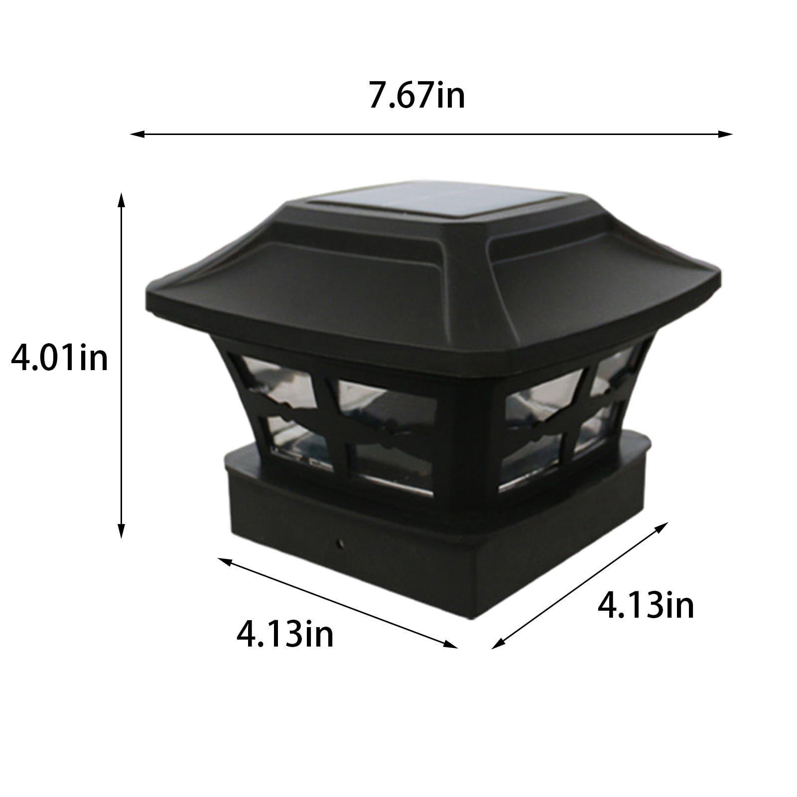 Solar Post Lights Outdoor Glass LED Fence Cap Light for 10.5x10.2cm/4.12x4.02in Posts Deck Patio Garden Decoration White/Black Lighting