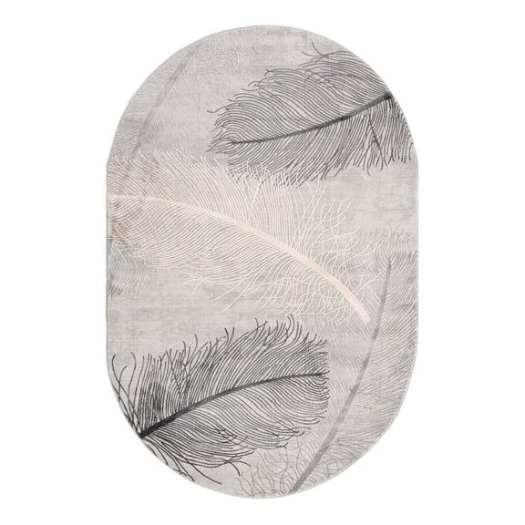 Unique Loom Finsbury Collection Area Rug - Camilla (5' 3" x 8' Oval Gray/Ivory)