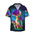 thumbnail image 4 of Uemuo Magic Mushrooms ,Fireflies Pattern Cotton Linen Short Sleeve Shirts,Casual Lightweight Button Down Shirts,Vacation Beach Summer Tops-Medium, 4 of 7