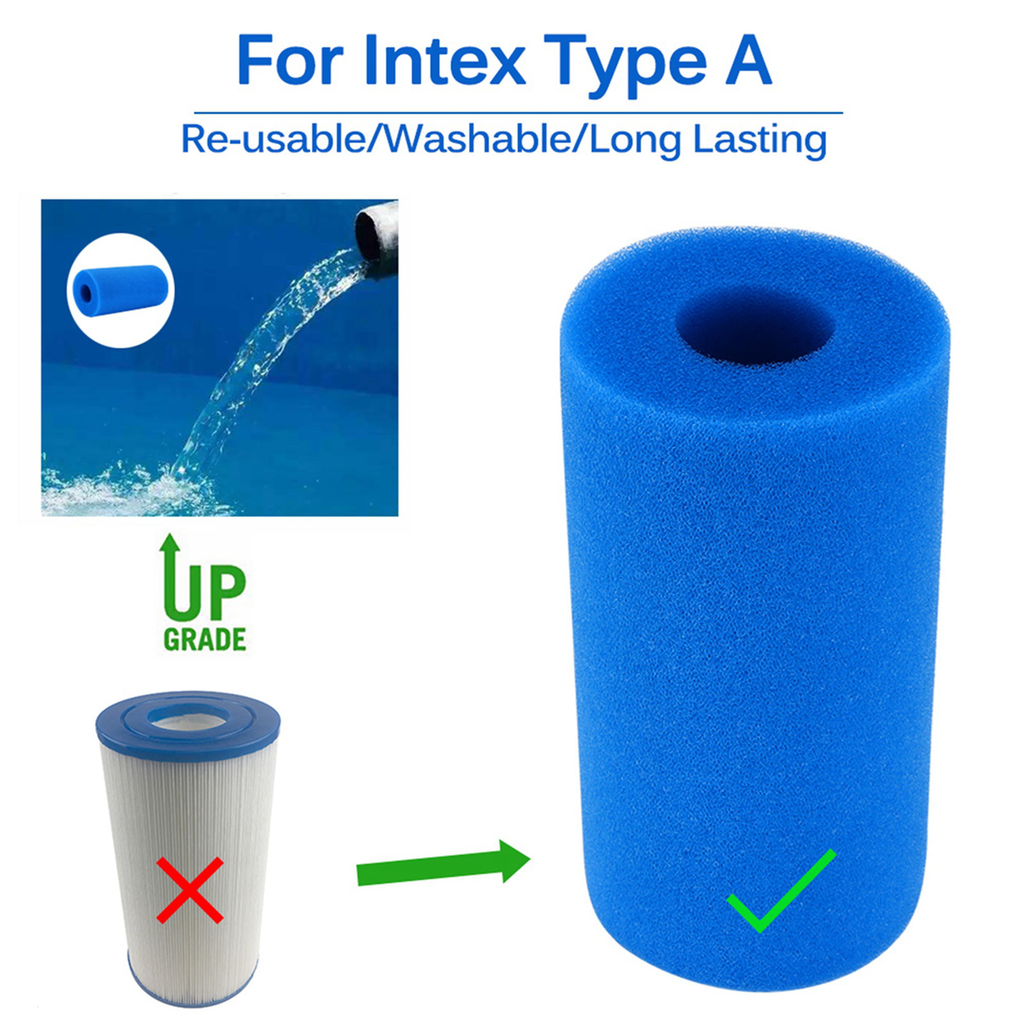 For Intex Type A Reusable Swimming Pool Filter Washable Foam Sponge Cartridge HK