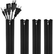 Skycase Cable Sleeves,[4 Pack] Flexible Cable Management Sleeves,[Waterproof][Buckles Design] 19.5 inch Wire Cover Cord Organizer System with Zipper for TV,Computer,Office,Home Entertainment,Black