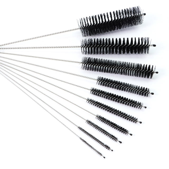 10 cepillos de limpieza de pajitas de acero inoxidable para beber limpiadores de pajitas (negro) JShteea Libre de BPA