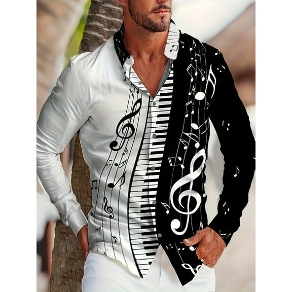 Work Shirts for Men Button T Shirt Fashion Casual Smart Casual Shirts for Men T Shirts 3D Print Polo Shirts for Men T Shirt Long Sleeve White M