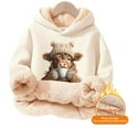 thumbnail image 5 of Little Girls Hoodies with Print Designs Long Sleeved Sweatshirt Tops Size 7-8T , Beige, 5 of 5