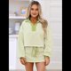 thumbnail image 4 of Conjunto de Dos Piezas A Rayas para Mujer, Sudadera Informal con Falda y Larga, Conjunto de Estar por Casa A Juego. Amarillo-Verde XL, 4 of 9