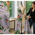 thumbnail image 5 of Soimoi Cotton Cambric Fabric Leaves & Ranunculus Floral Printed Craft Fabric by the Yard 42 Inch Wide, 5 of 7