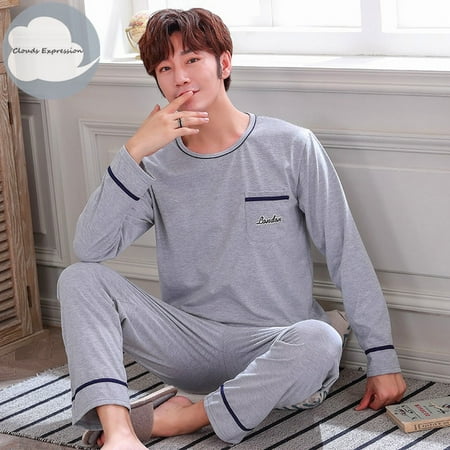 

QWZNDZGR Autumn Winter Knitted Cotton Cartoon Men s Pyjamas Couple Pajamas Set Casual Male Sleepwear Pyjamas Night Pijamas Homewear 4XL