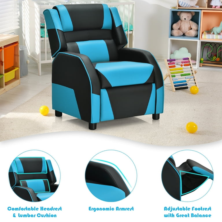 Gymax Gaming Recliner Sofa PU Leather Armchair for Kids Youth w