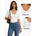 thumbnail image 4 of MOYIKO Womens Half Sleeve Tops Scoop Neck Slim Fitted Basic Tee Shirts 2026 Trendy Casual Clothes, 4 of 7