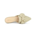 thumbnail image 4 of BLISSFUL STEP Women's Pointed Toe Stripe Bow Slide Flats Mules Beige 6, 4 of 7