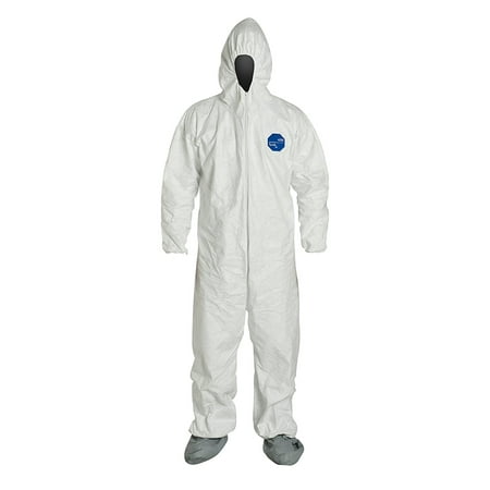 Disposable Cuff - DuPont Tyvek 400 TY122S Protective Coverall, Disposable, Elastic Cuff, Elastic Ankle, Attached Hood, Attached Boots, Medium, White, (Retail Pack of 1)