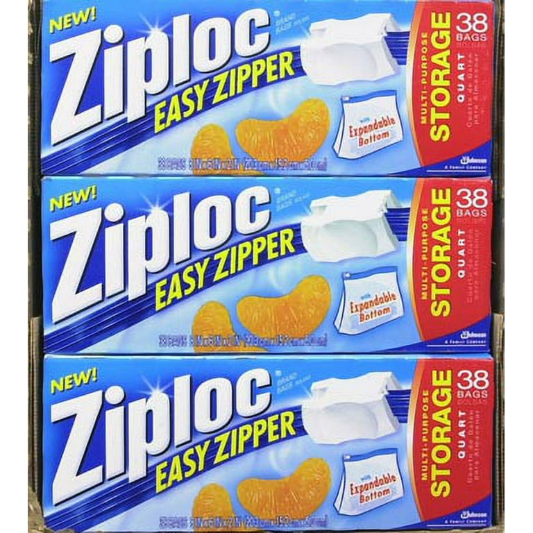 Ziploc Holds 1 Quart Easy Zipper Multi Purpose Storage Bags 38 ct Walmart
