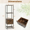 thumbnail image 5 of Yardi Yarda 5-Tier Narrow Bookcase with 4 Open Shelves and Storage Drawer-Rustic Brown, 5 of 7