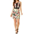 thumbnail image 3 of Allegra K Women's Split V Neck Sleeveless Work Patchwork Pencil Sheath Dress, 3 of 7
