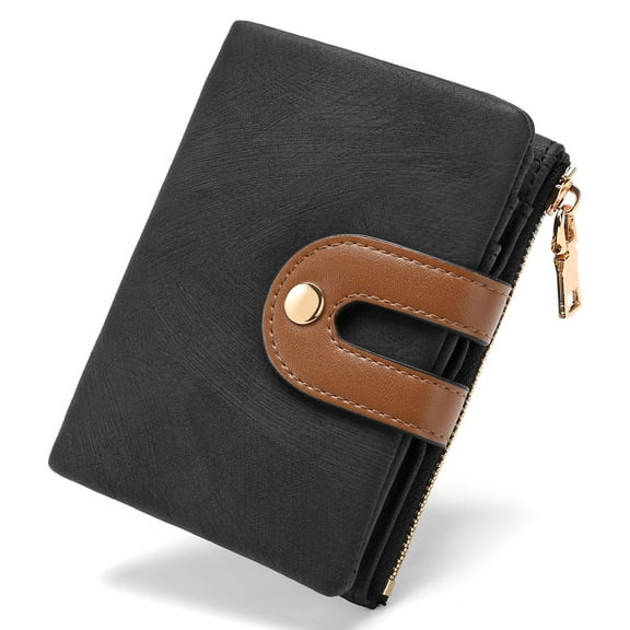 LOUEBICA Small Wallets for Women Leather Bifold RFID Blocking Card Holder Compact Wallet Women with Zipper Coin Pocket
