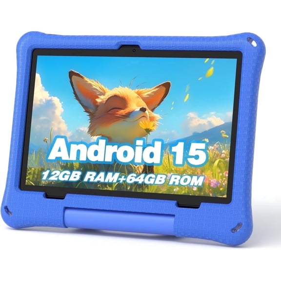 Callsky Tablet 10.1 inch Android 15 Kids Tablet, 12GB 64GB, 10-Hour Battery, Parental Controls, Google Kids Space, Blue