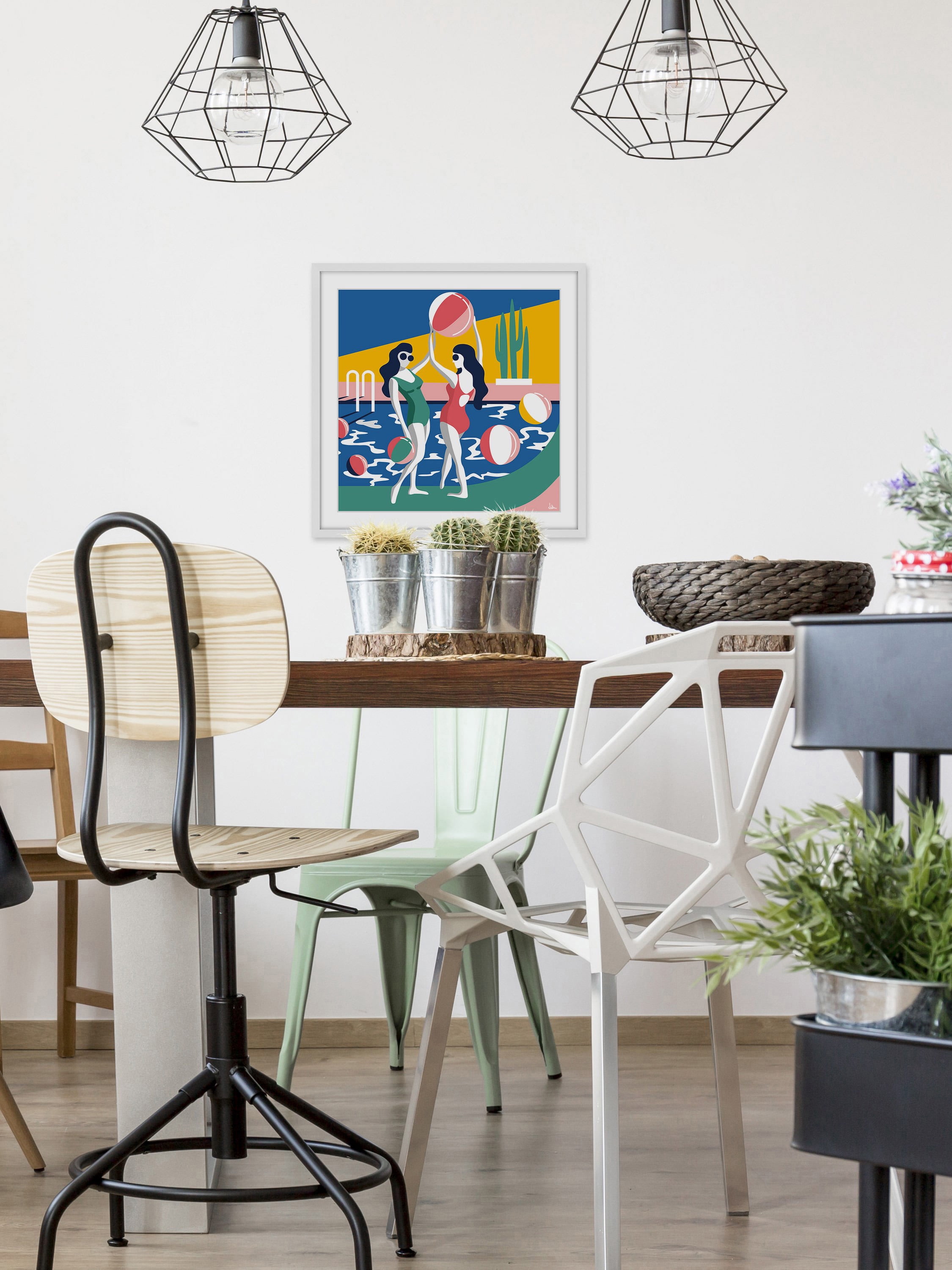 Pool Side Attraction Framed Painting Print