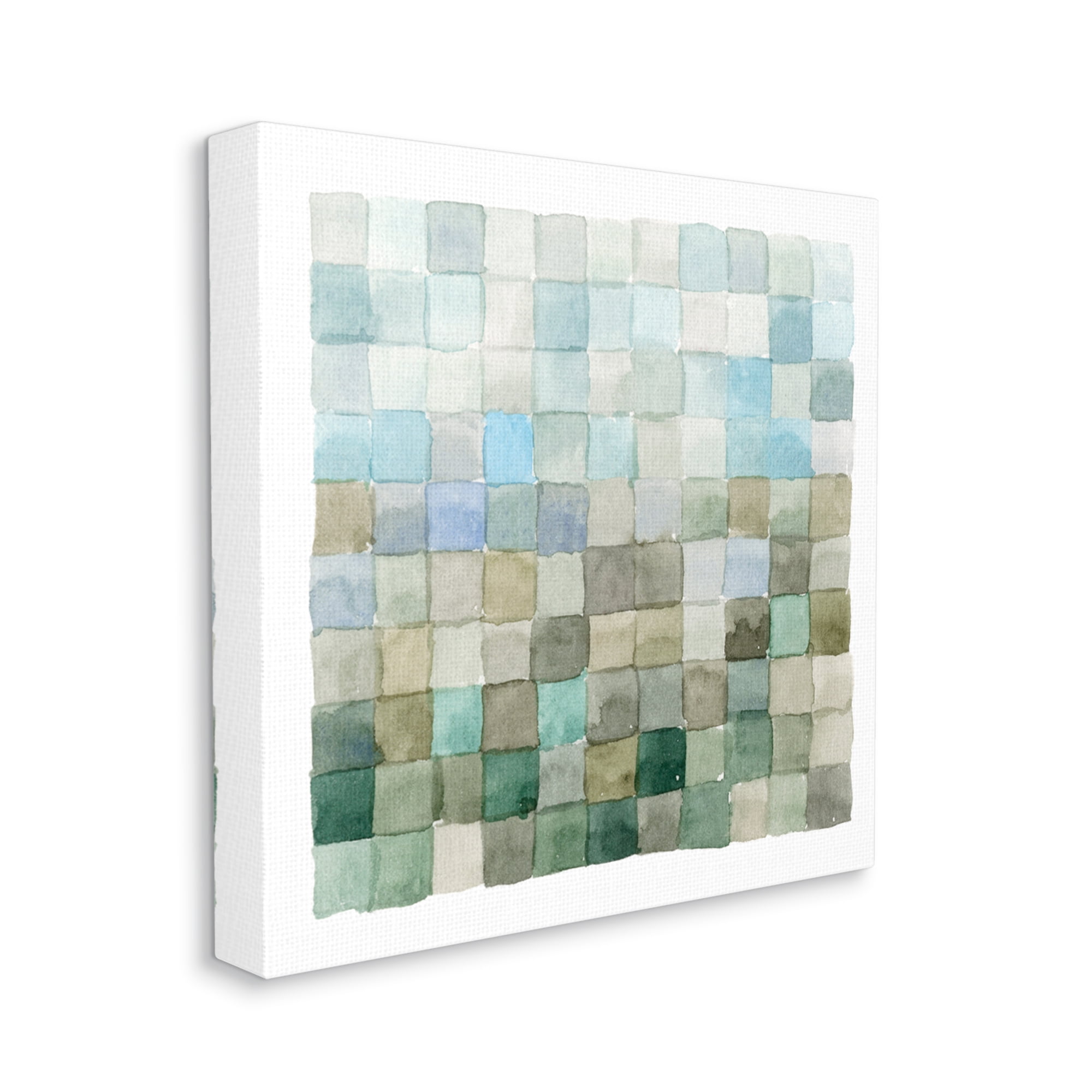 Stupell Industries Modern Watercolor Checkered Shapes Geometric Tile Pattern Canvas Wall Art, 17 x 17, Design by Emma Caroline