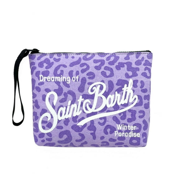 Women's Scuba Pochette with Animalier Print, Ladies Handbag, Multicolor Purple