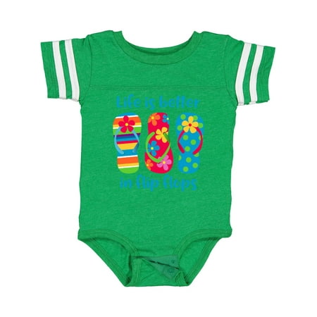 

Inktastic Life is Better Flip Flops Gift Baby Girl Bodysuit