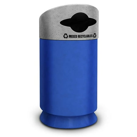 Commercial Zone 7533434099 Galaxy Series, 40-gallon, Mixed Recyclable Recycler with Liner, Blue Base and Comet Gray Lid