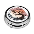 thumbnail image 2 of ZICANCN Round Pill Box Organizer with 3 Compartment, Cherry Blossom Sea Wave Portable Travel Pill Cases for Pocket or Purse, 2 of 6